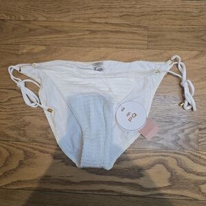 NWT PQ Swim Womens Tie Detail Full Bottom, White Sz L